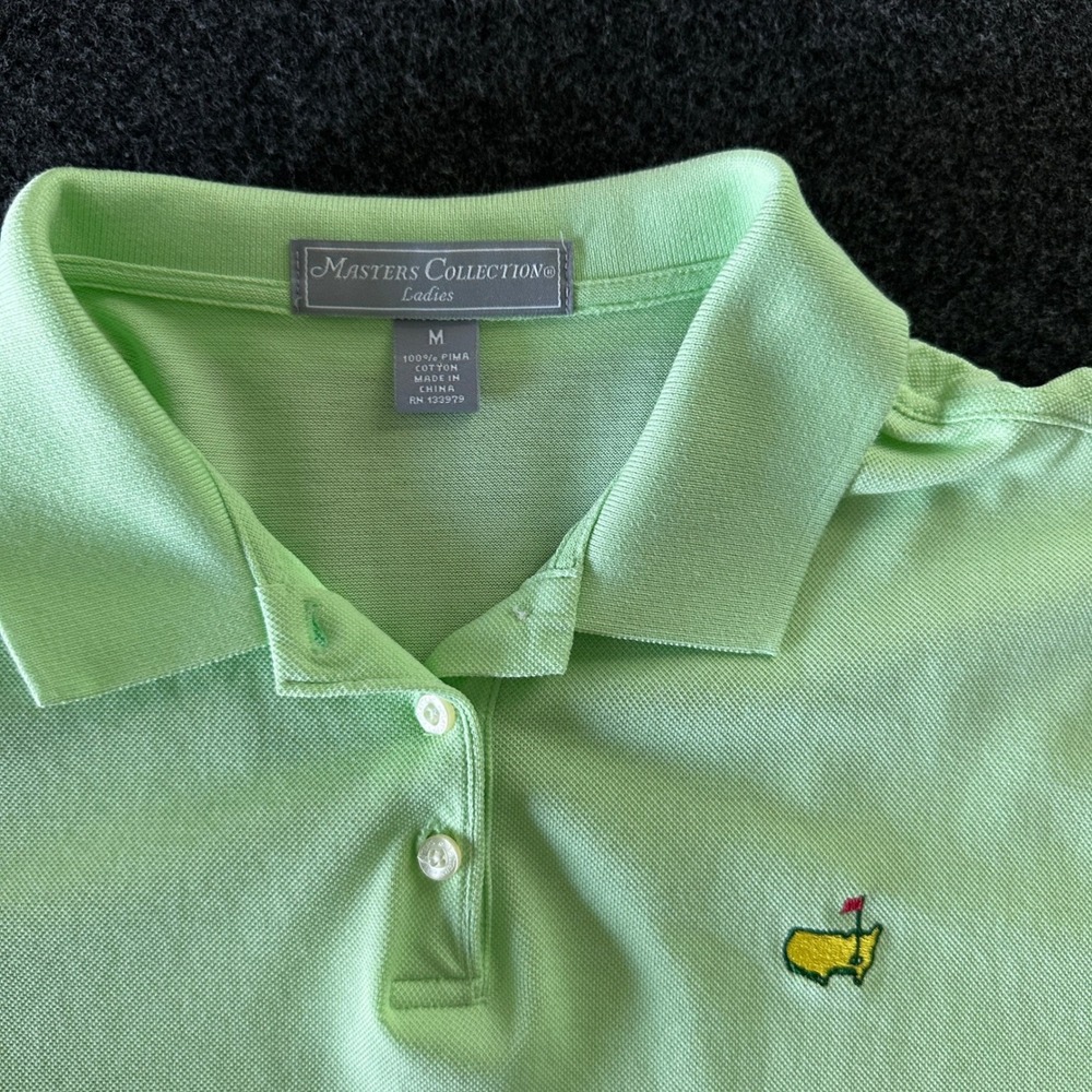 Masters Collection Ladies Green Pima Cotton Golf Polo Shirt Size Medium Logo